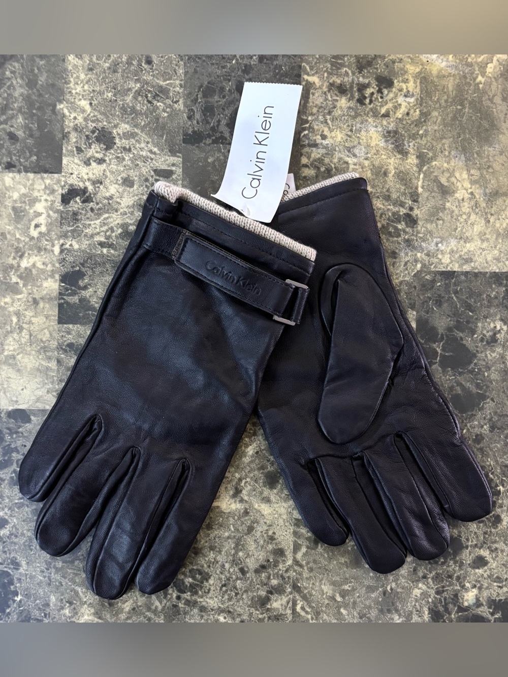 Genuine Leather Gloves Calvin Klein Dark Brown